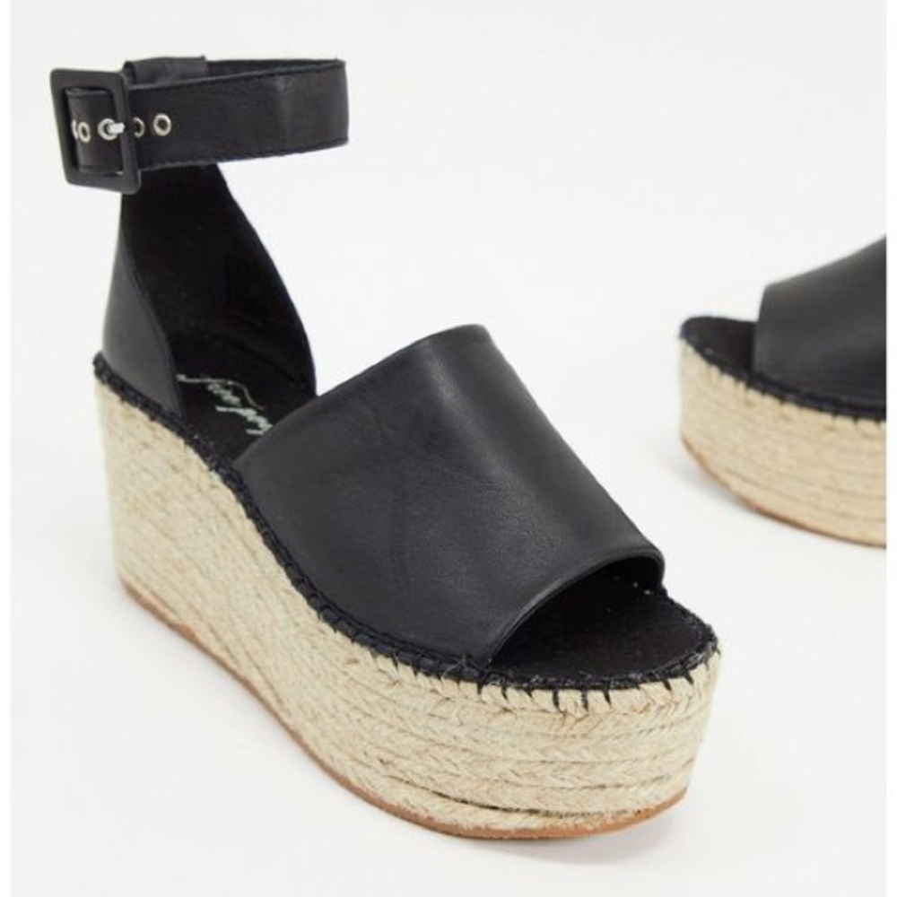 Free People Leather Wedge Espadrille size 8
